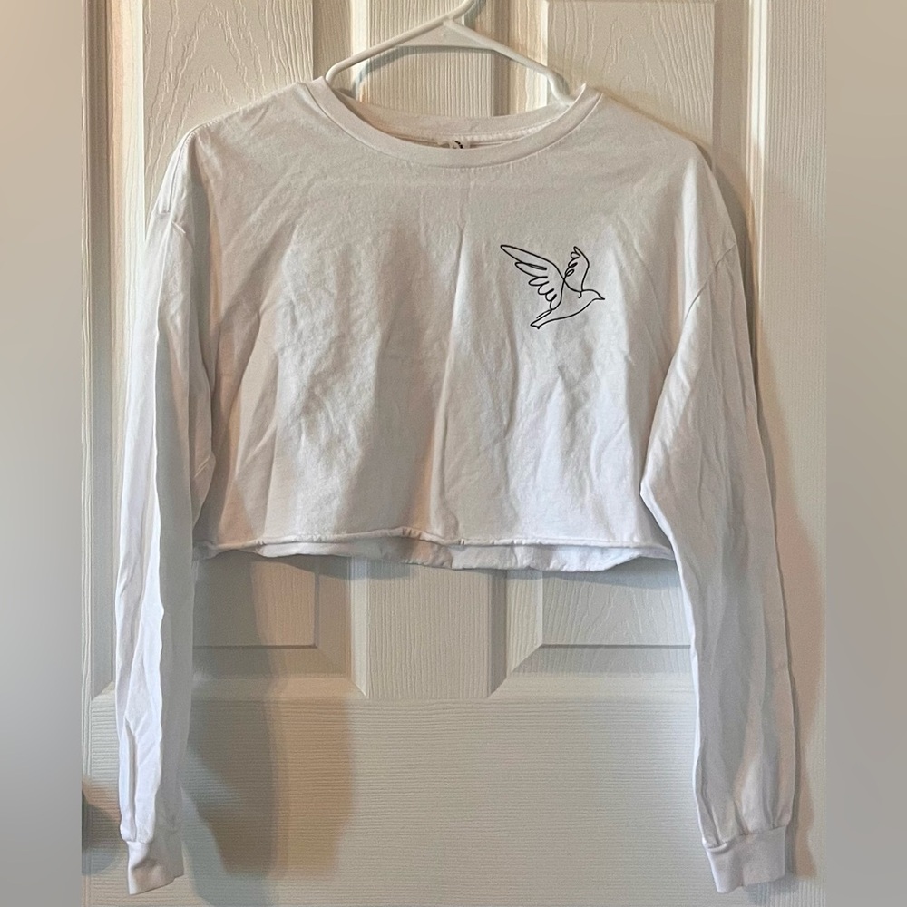 Bella Canvas White Small Long Sleeve Crop Yoga Tee